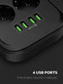 2500W SE6403 4 USB Ports Power Strip 3.4A With 6 AC Sockets